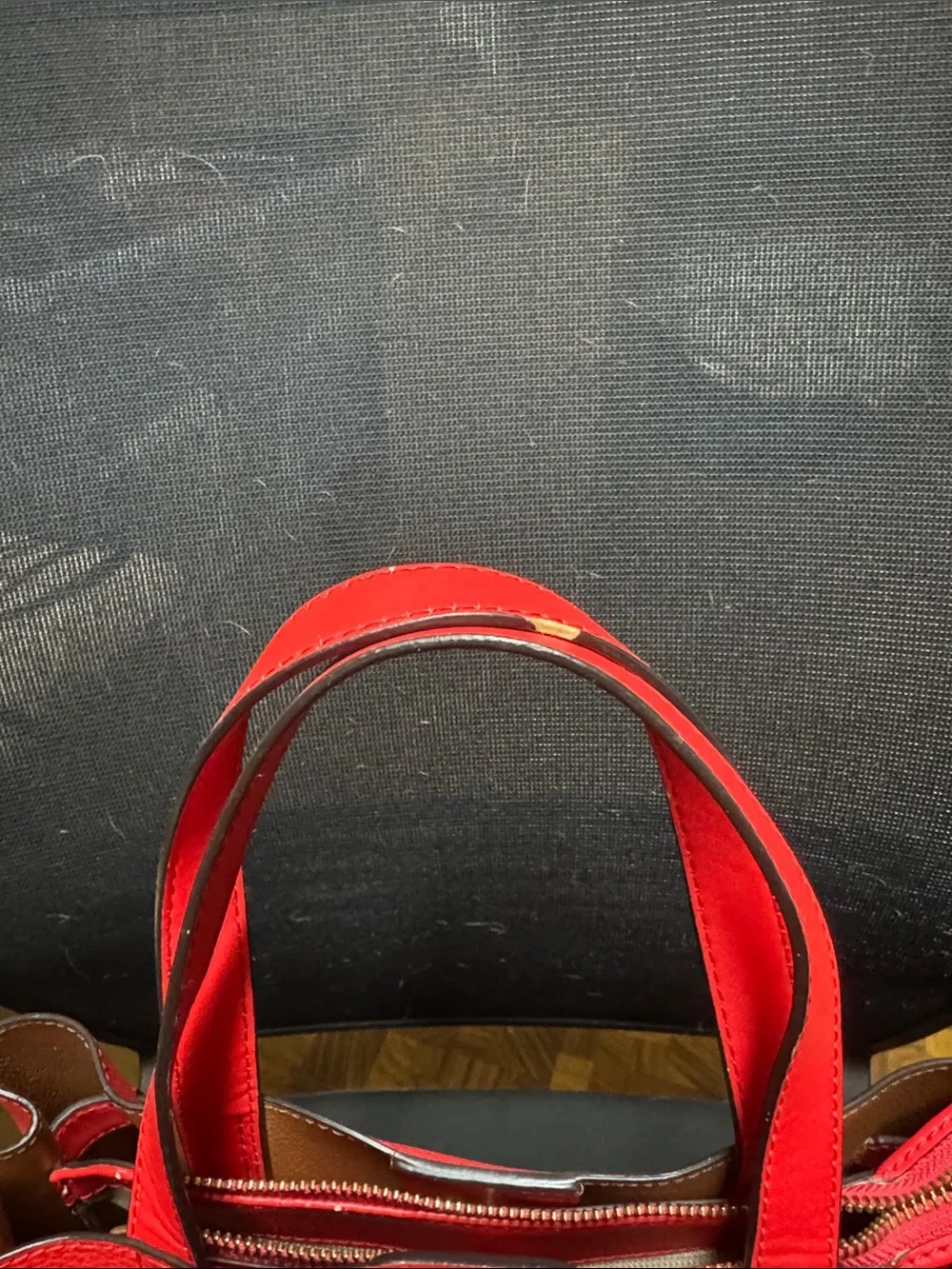 Michael Kors Bright Red Leather Tote with Belt Accent
